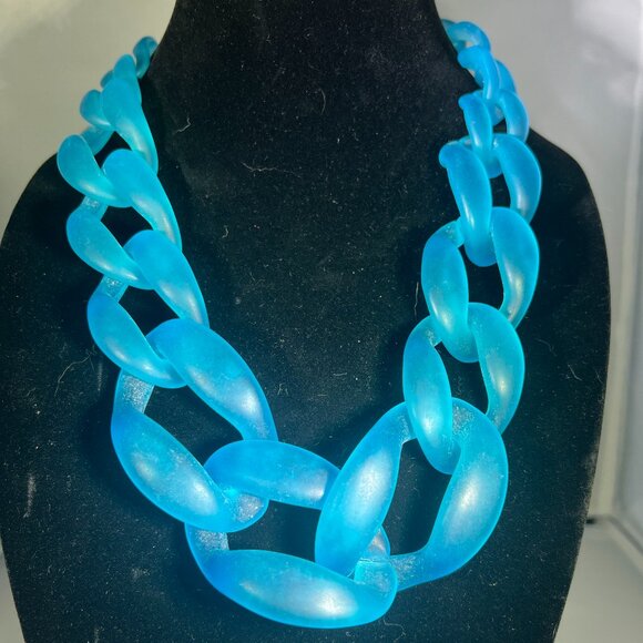 Bocar Statement Chunky Fashion Acrylic Beads Choker Cube Link Chain Necklace - Picture 1 of 4